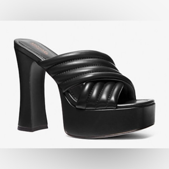 NEW- Michael Kors Portia Quilted Leather Platform Sandal....